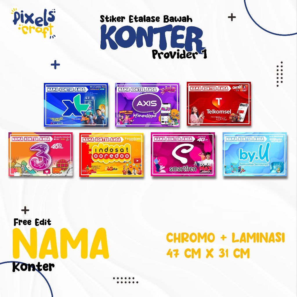 

Stiker Etalase Konter/ Stiker Konter/ Stiker Etalase Bawah Provider 1