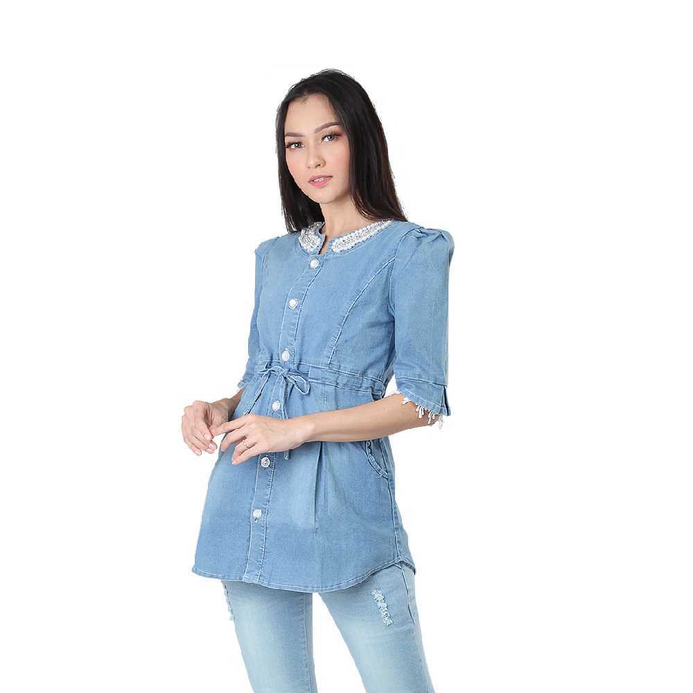 Atasan Denim Wanita SPI INF 514 | Baju Denim Wanita | Blouse Denim Wanita | Baju Atasan Wanita | Baj