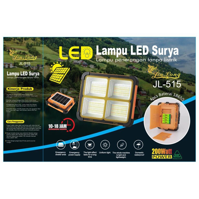 LAMPU LED TENAGA SURYA JIN LONG JL-515/515L 200WATT