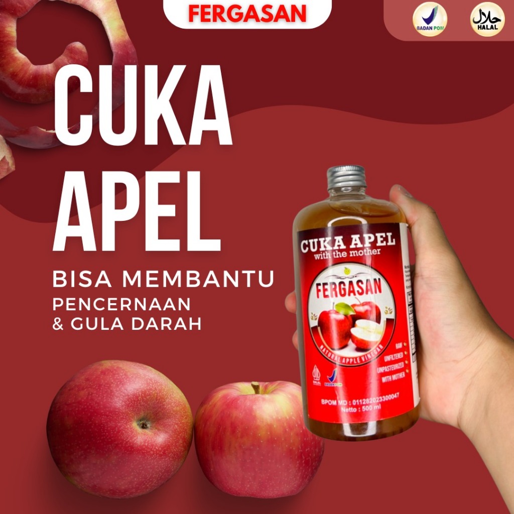 

Cuka Apel Fergasan 100% Organik Dan Original 250 ml Wiht Mother