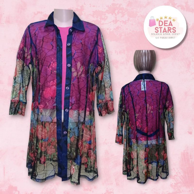 Outer Motif Bunga Kain Sifon Casual/Flower Outer For Women