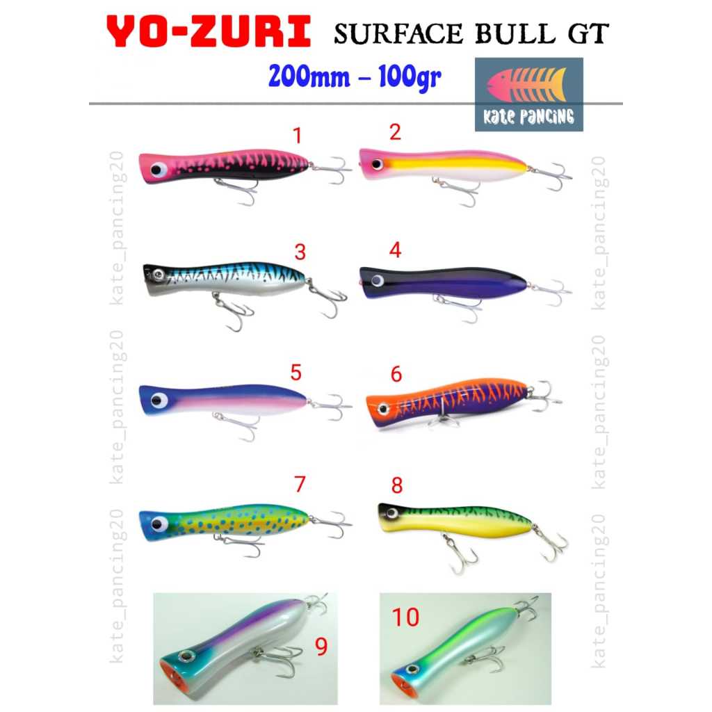 Umpan YOZURI Surface Bull GT 200mm - 100gr / Umpan Lure Popper Yozuri Original Topwater