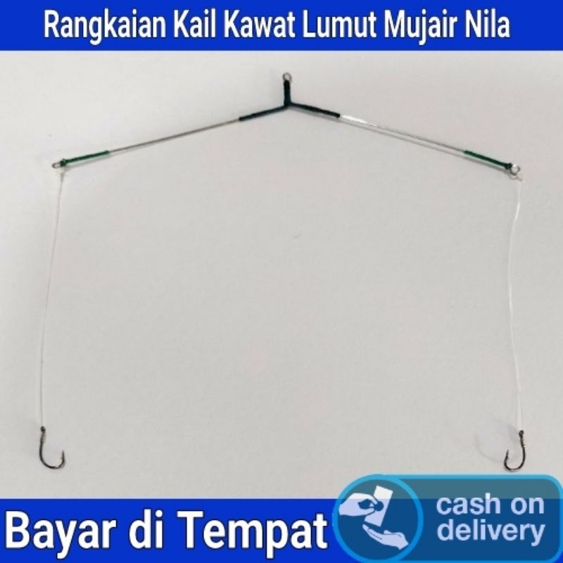 Rangkaian Kail Pancing Cabang 2 Kawat Lumut Mujair Nila Mas
