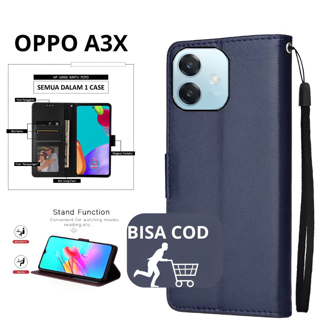 CASE HP OPPO A3X/OPPO A3 CASING DOMPET FLIP CASE WALLET FLIP LEATHER CASE PREMIUM CASING HP