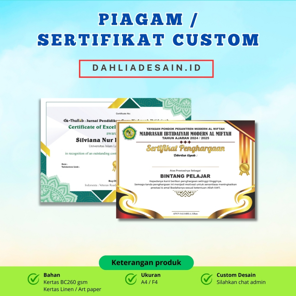 

Cetak Piagam A4 Murah Custom Cetak Kertas PiagamTermurah
