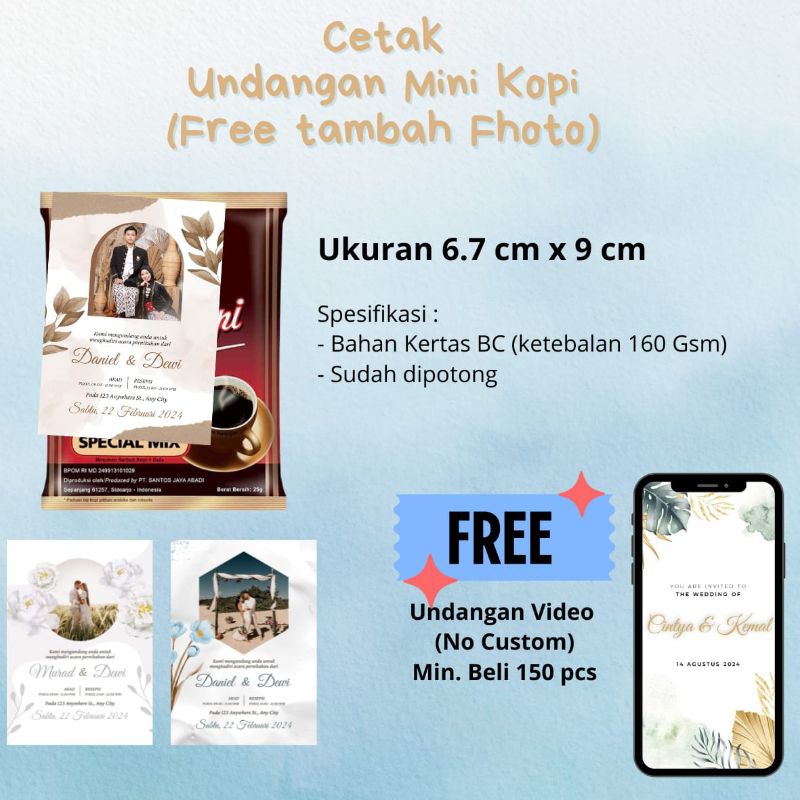 [FREE UNDANGAN VIDEO+ TAMBAH POTO] Undangan Pernikahan Mini Kopi