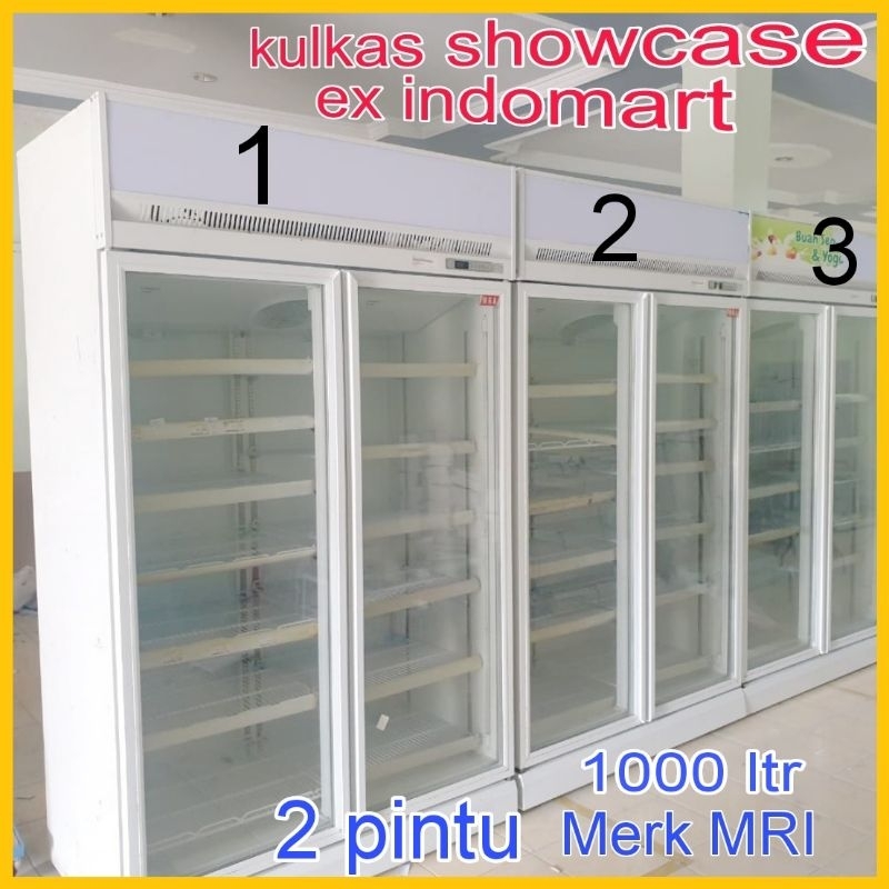 showcase second 2 pintu/rak indomart/kulkas bekas indomart/kulkas mini mart 1000 liter