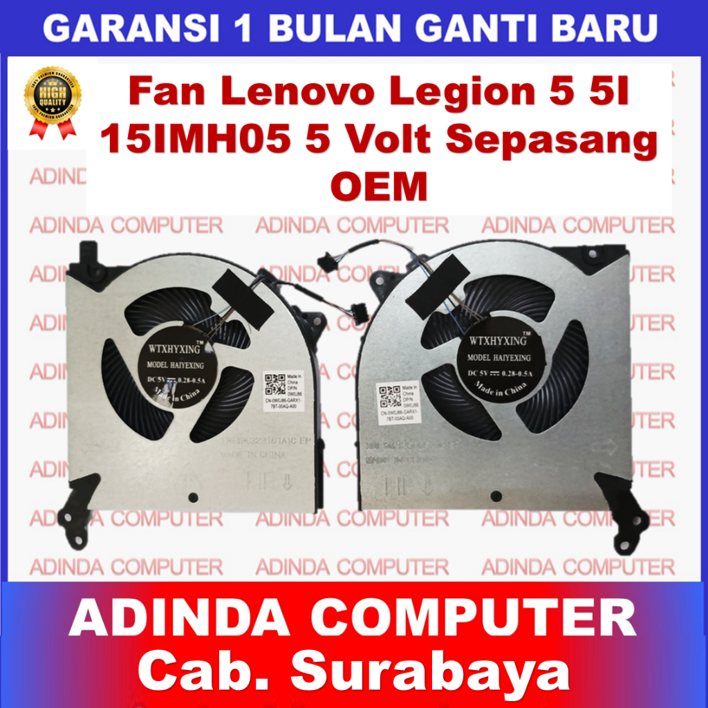 Fan Lenovo Legion 5 5I 15IMH05 15ARH05 R7000 Y7000 (2020) 5 Volt PAIR - CPU 5Volt