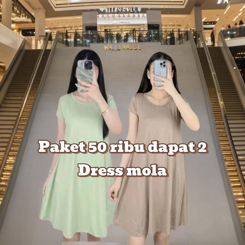 Paket Dress Mola 50 Ribu Dapat 2 | Dress Mola 975 | Swing Dress | Dress Wanita | Pakaian Dinas | Dre