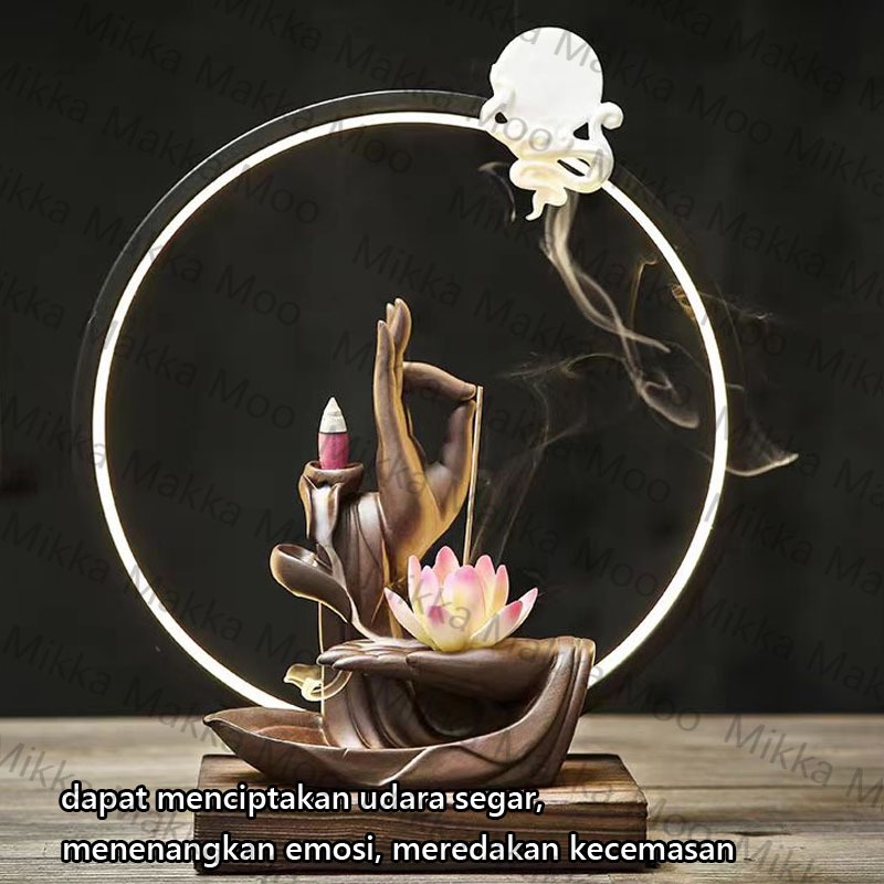 Zen Buddha tangan teratai jantung hati /Tanah Liat Ungu Arus Balik /terbalik ornamen pembakar dupa p