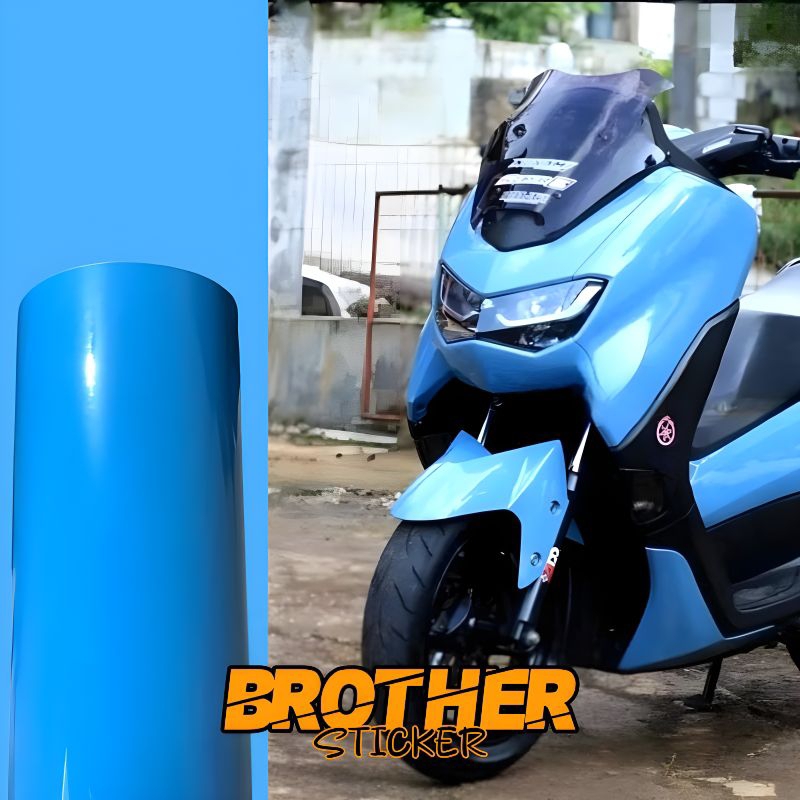 stiker skotlet biru muda sticker scotlite biru glossy kilat