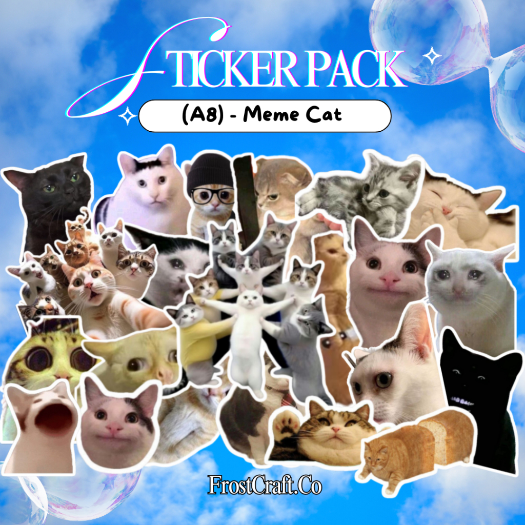

COD✨ 25 Pcs Stiker Pack Cat Emoticons ins Stiker lucu kucing Vynil Waterproof untuk Freebies Sticker Buku Journal Casing HP Laptop
