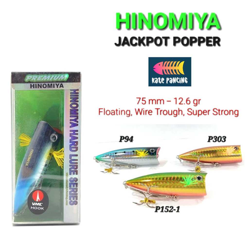 Umpan Hinomiya JACKPOT 75 MM / 12.6 GR - Umpan Lure Popper Floating Hinomiya Original