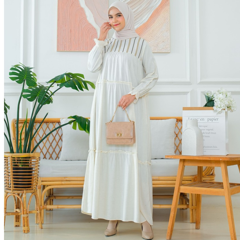 RILLEY - Gamis Kezia | Dress Panjang Muslim Wanita | Gamis Wanita Terbaru Bahan Linen