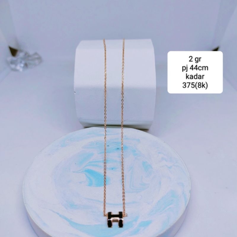 kalung emas plus liontin H (model serut)