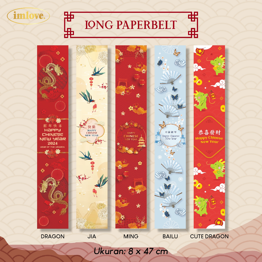 

[10 PCS] Long Paper Belt Imlek Paperbelt CNY Chinese New Yea Sleeve Label Hampers Souvenir Kado