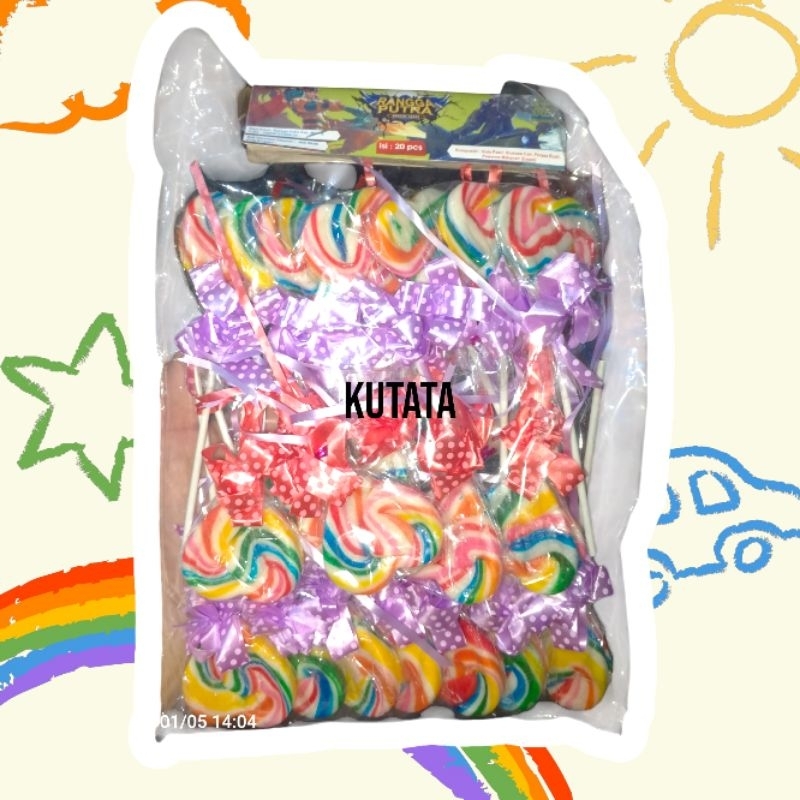 

Permen lollipop rainbow pita isi 20 pcs