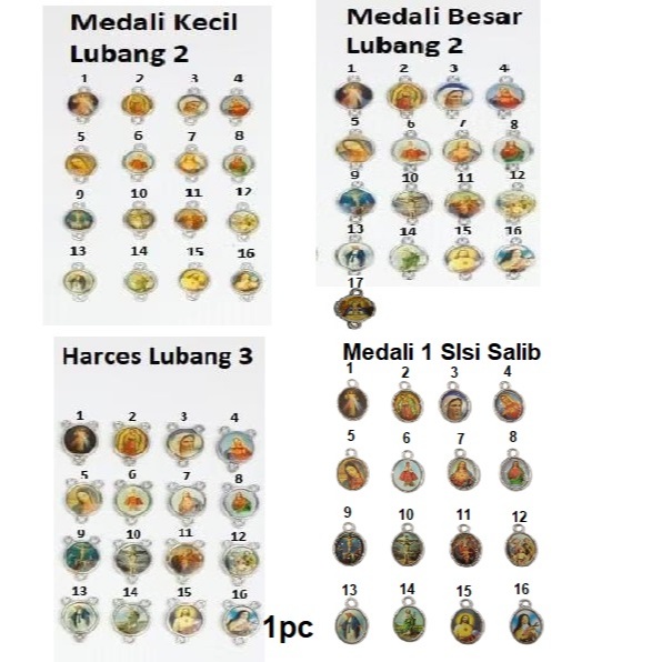 Medali Rosario Kecil Lubang 2 , Medali Besar Lubang 2, Harces Lubang 3 Harga /Pcs