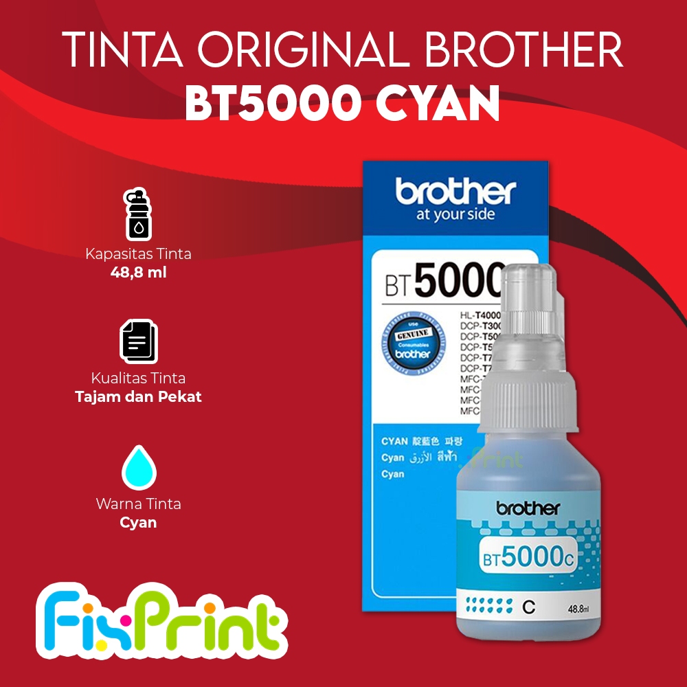 Tinta Brother Original BT5000 BT 5000 Cyan