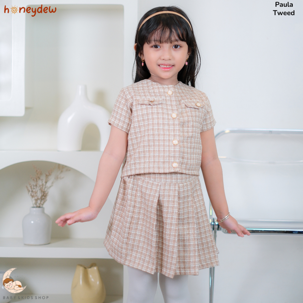Honneydew Set Blazer anak Paula Tweed Coklat