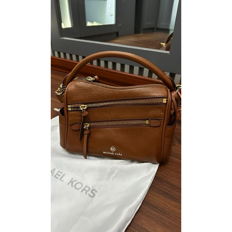 MK Lorimer Small Zip Satchel Brown