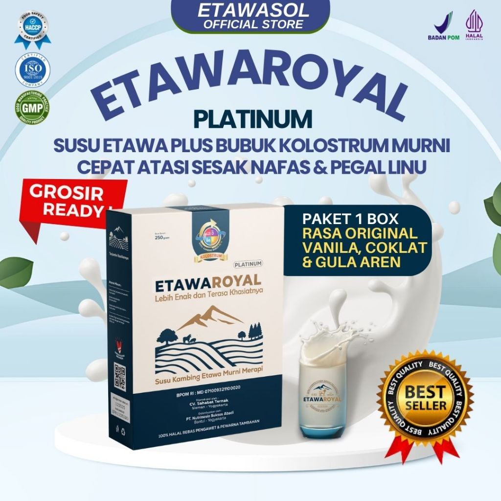 

ETAWAROYAL Kolostrum - kemasan 250gram - Susu Etawa untuk sesak nafas - Susu Etawaplatinum - Susu Untuk Pegal Linu - Etawaplus untuk nyeri sendi - etawaplus original - susu untuk pernafasan