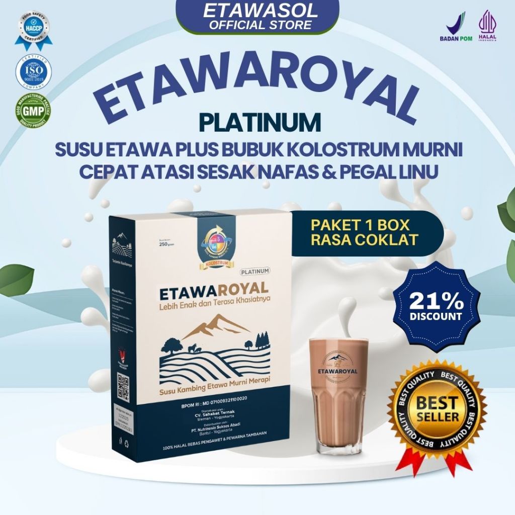 

Susu Kambing ETAWAROYAL - Platinum Rasa Cokelat Untuk Sesak Nafas dan Nyeri Dada - Kemasan250gr 1 Box