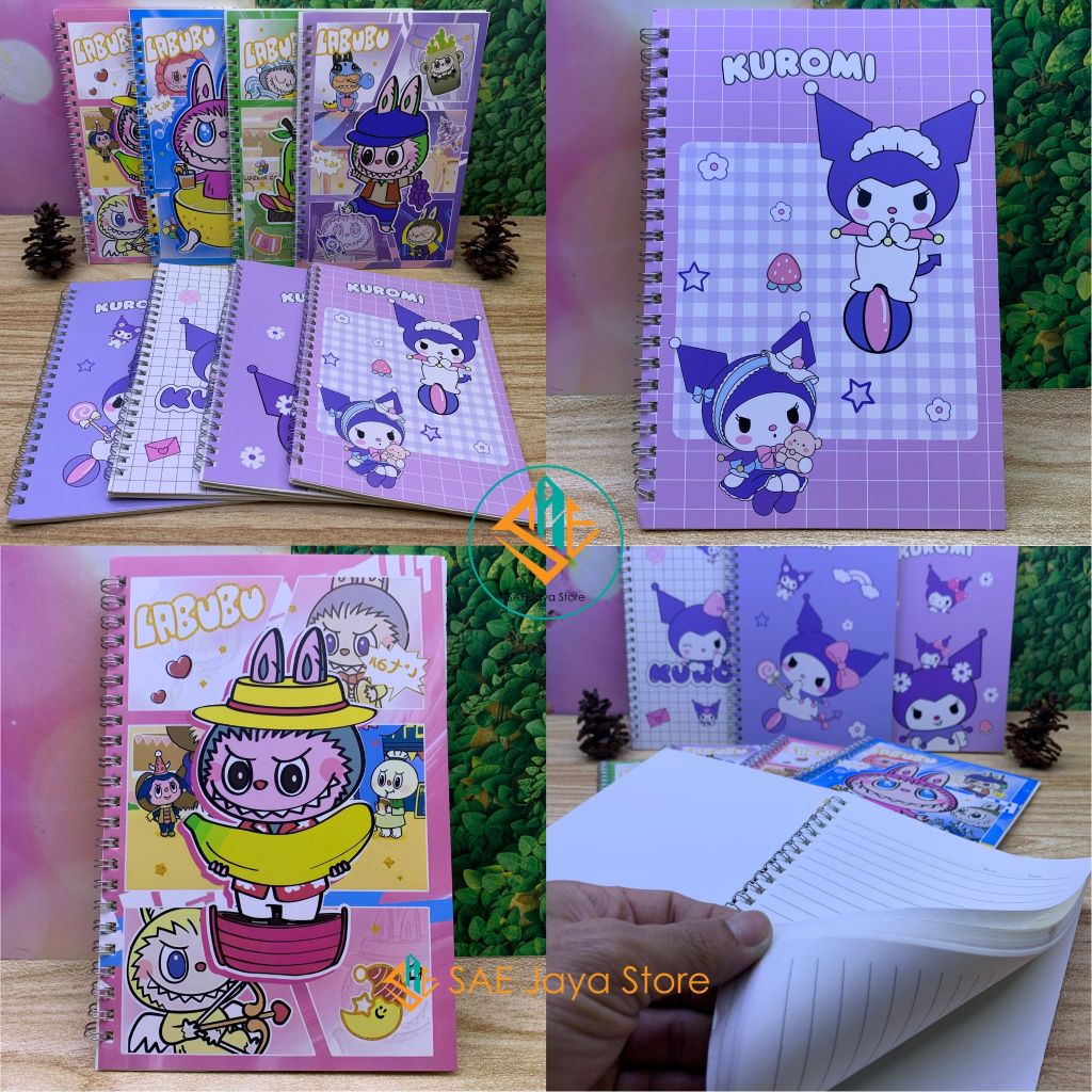 

(A5) SAE-NOTEBOOK BUKU CATATAN SEDANG UKURAN A5 ISI 38 LEMBAR MOTIF KUROMI & LABUBU / NOTEBOOK RING