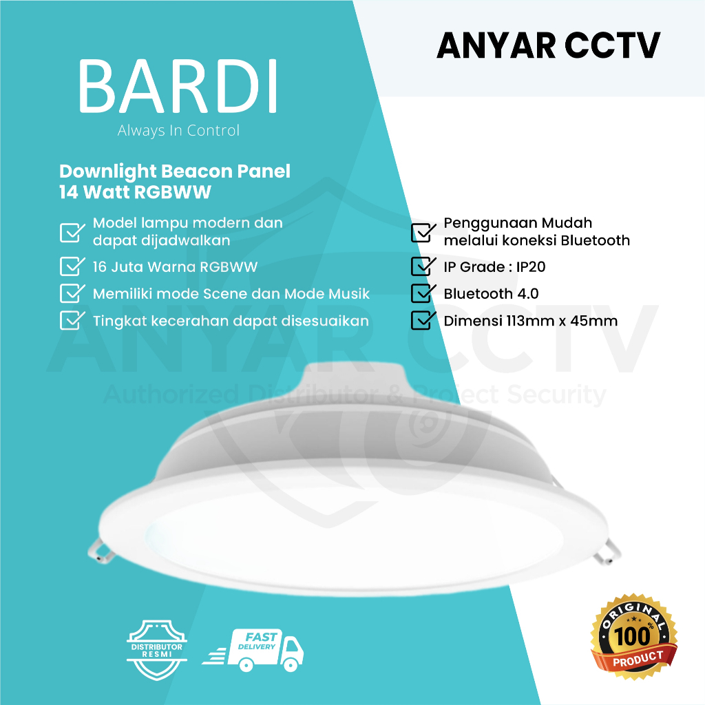 BARDI Smart Beacon Panel Downlight 14W RGBWW Bluetooth