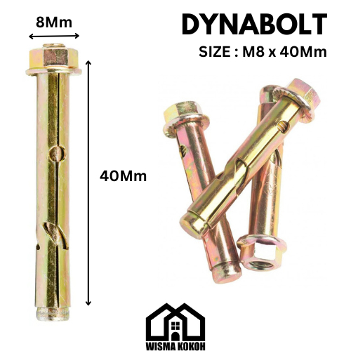 1 DUS (300 PCS) DYNABOLT / BAUT BETON / BAUT TANAM TEMBOK M8X40MM