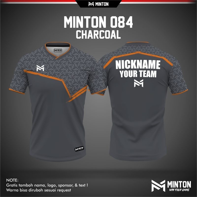 [ ANAK & DEWASA ] MINTON 084 CHARCOAL BAJU MINTON KAOS BADMINTON VOLLY GOWES IMPORT PINGPONG JERSEY 