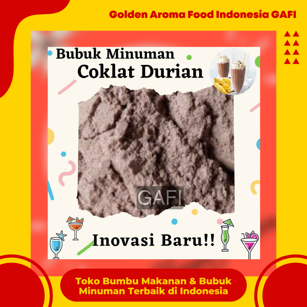 

GAFI Food Bubuk Minuman Rasa Coklat Durian 1 Kg Enak Lezat Halal, Durian Chocolate Drink Powder 1 Kg