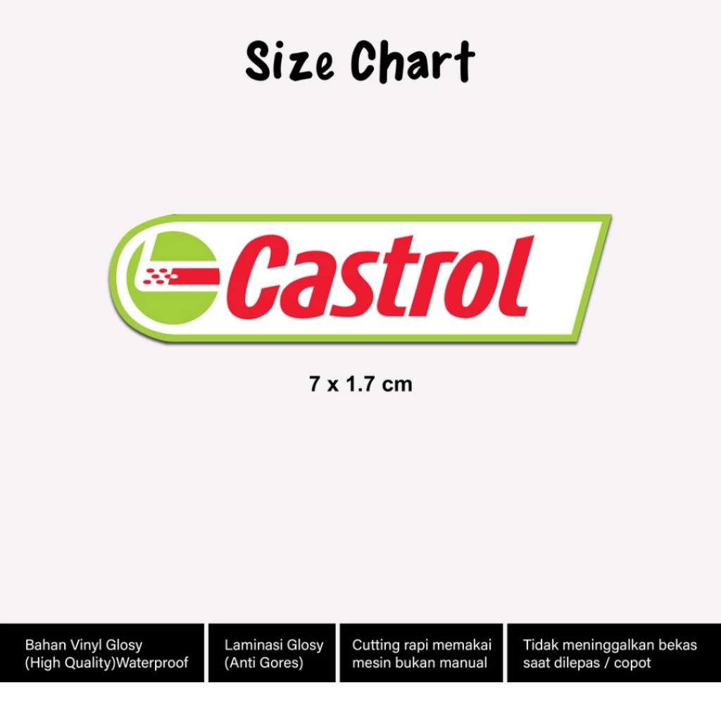 

Stiker Castrol Cutting Waterproof Sticker Racing Motor Sponsor