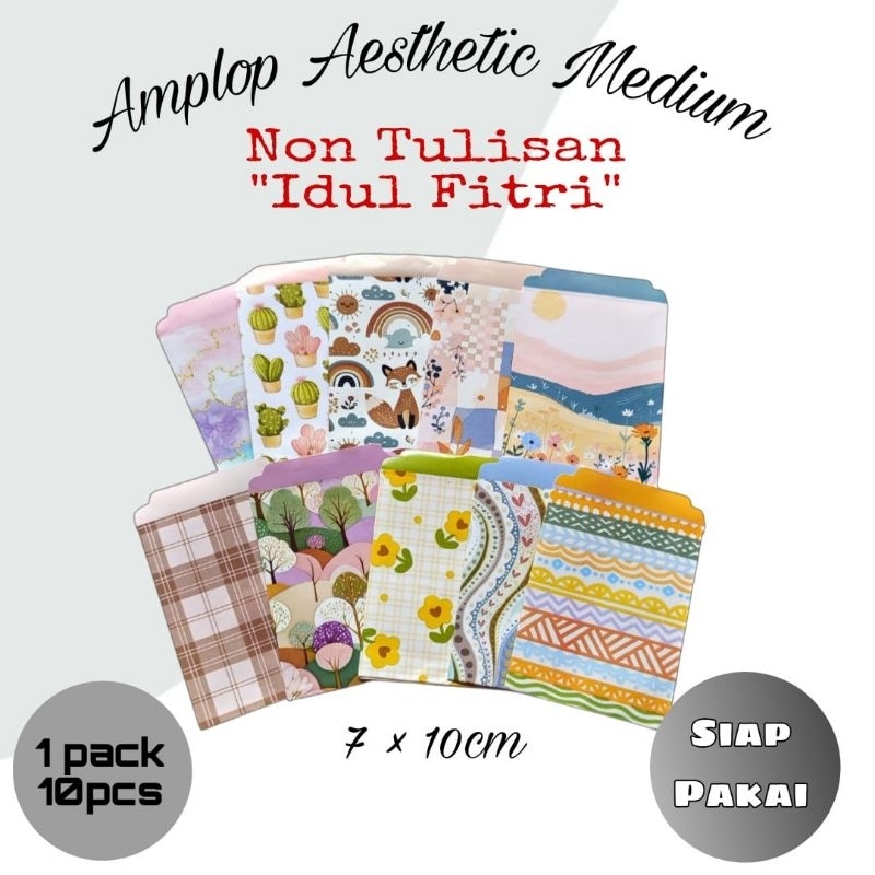 

Amlop Aesthetic Medium Non Tulisan Idul Fitri Siap Pakai(isi 10pcs)/Amplop Medium Aesthetic
