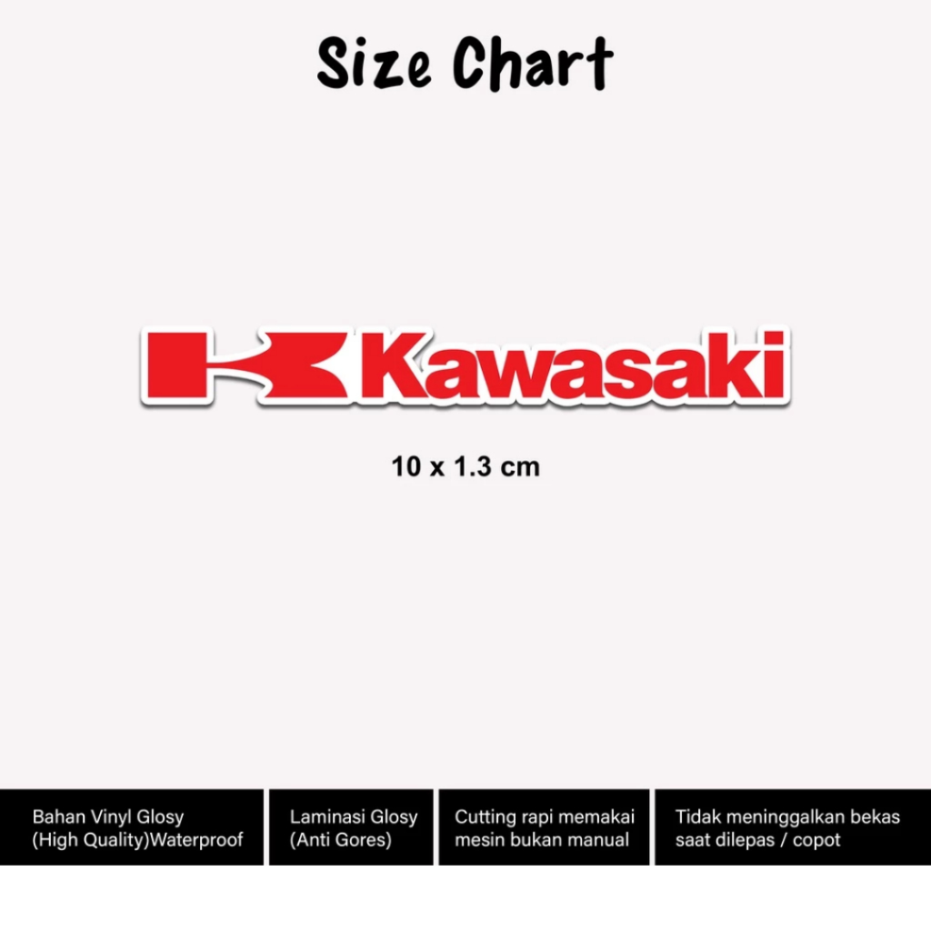 

Stiker KAWASAKI Vinyl Waterproof Sticker Logo Motor Helm 1 pcs
