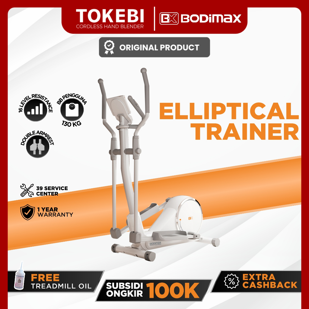 Bodimax Plus Elliptical Trainer - Alat Fitness dengan 16 Level Resistensi Magnetik