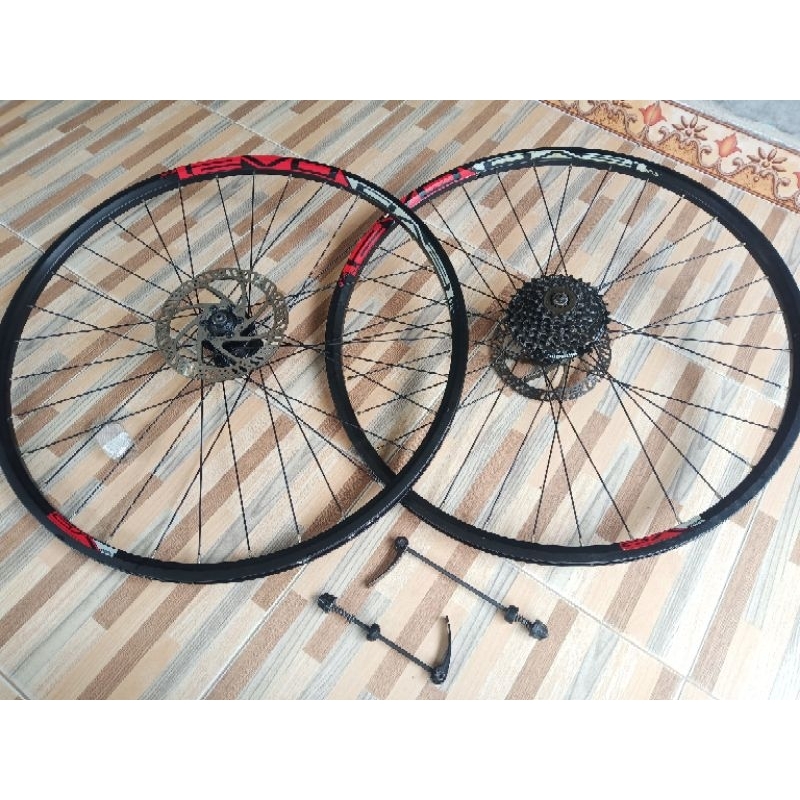 MURAH- Wheelset 27.5 Polygon + Sproket Shimano 8S + Piring Cakram Tektro + Quick Release