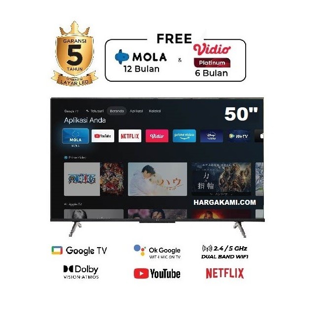TV LED POLYTRONSMART TV,GOOGLE TV,DIGITAL TV UKURAN 40 INCH - 50 INCH