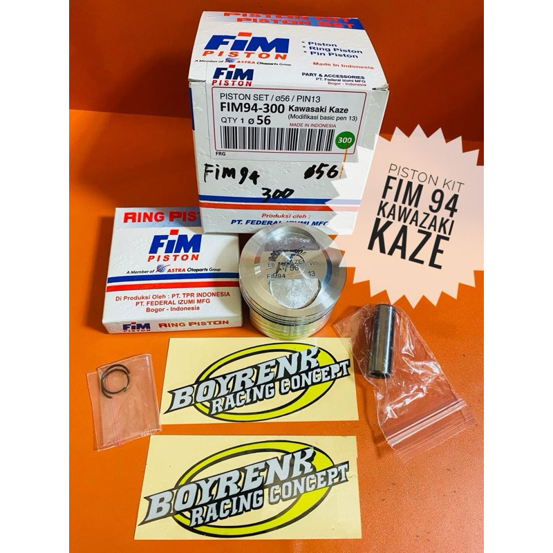 PISTON KIT FIM 94 KAWASAKI KAZE DMTR 56 / PIN 13   CUSTOM DOME / DOME MENTAH  -  BOYRENK RACING OLSH