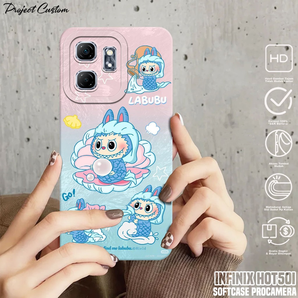 Softcase Hp Infinix Hot 50i - Case Infinix Hot 50i ( Labubu ) Silikon Hp Infinix Hot 50i - Casing Hp