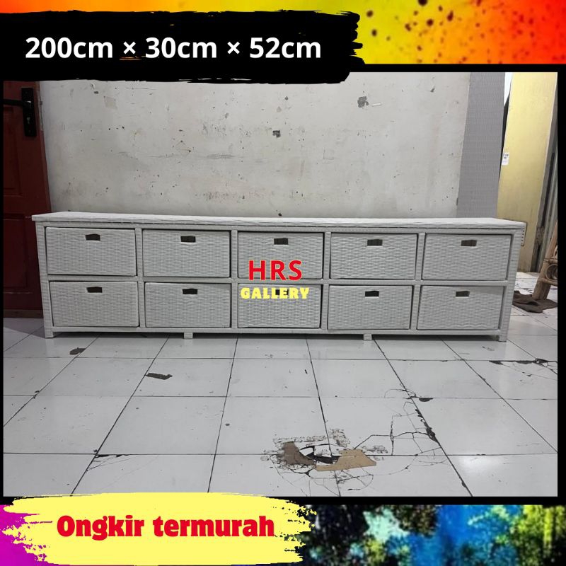 (panjang 2 meter) meja tv lemari laci 10 custom minimalis