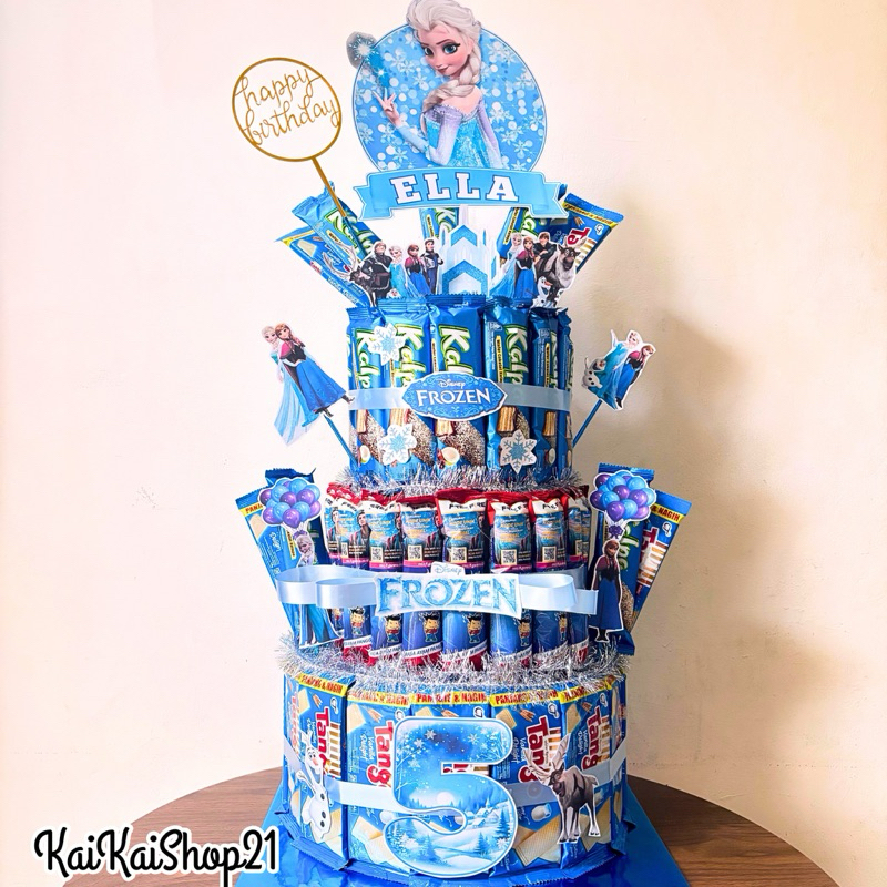 Snack Tower Tema Biru 3 Tingkat