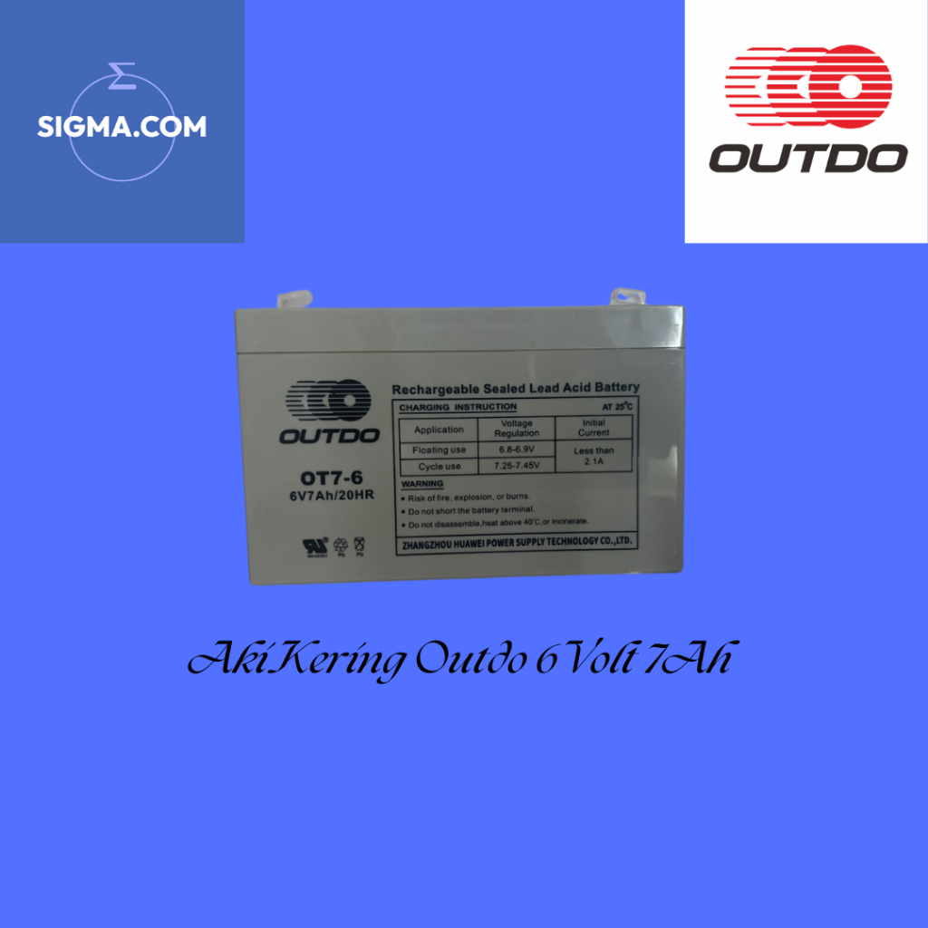 Aki Kering Outdo / Baterai Kering Outdo 6V 6 Volt 7Ah 7 Ampere