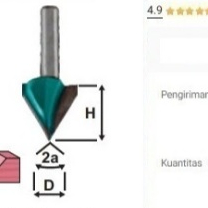 

Mata Profil V-Grooving Bit 1/4"x3/8" 90°derajat V grooving Router Bit