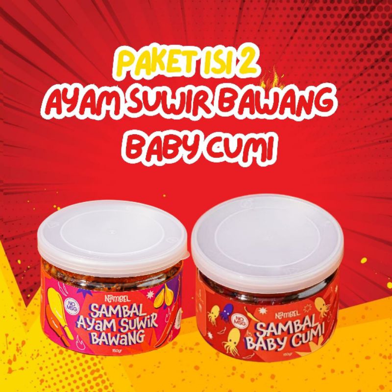 

Nambelin Paket Isi 2 Sambal Ayam Suwir Bawang + Baby Cumi