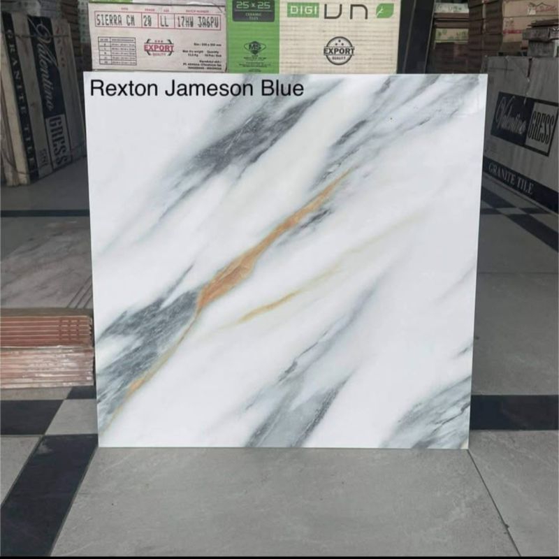 Granit lantai 60x60 putih motip marmer  blue