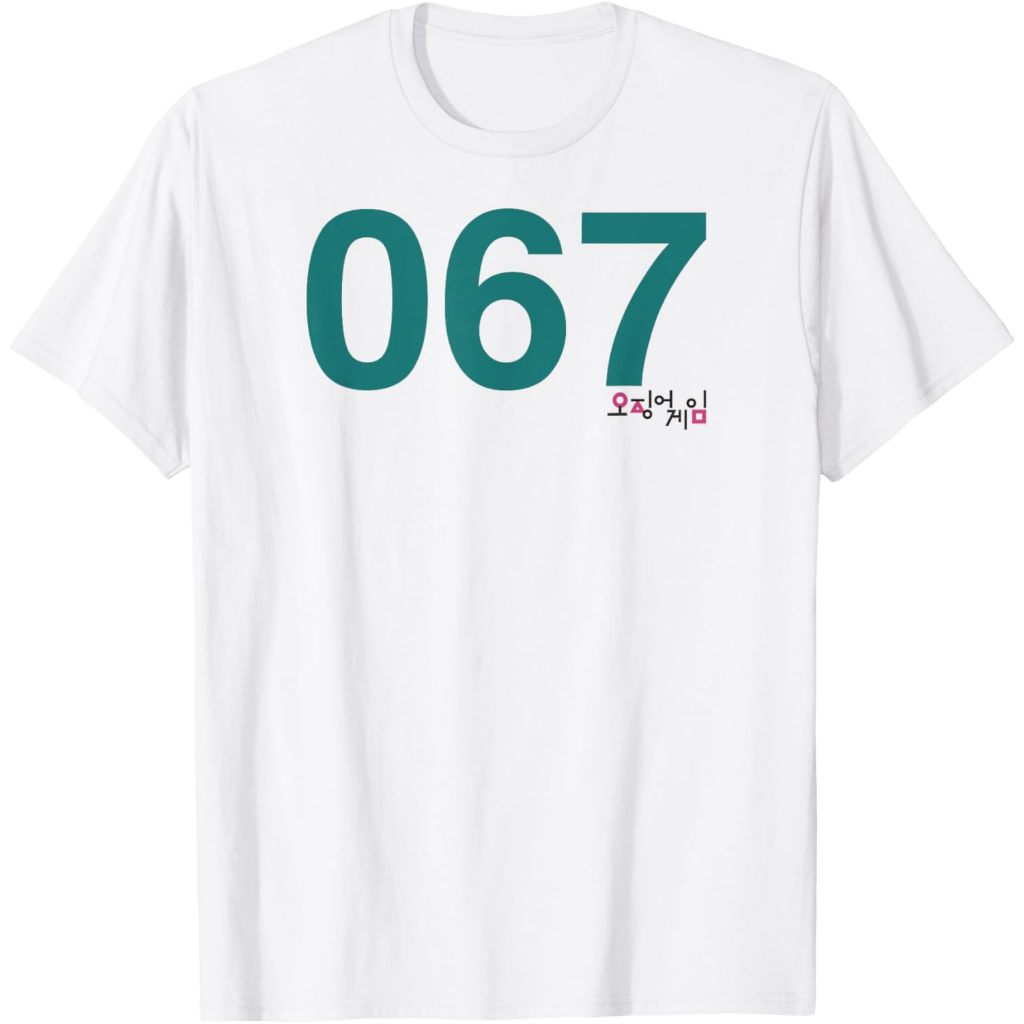 Baju kaos dewasa Squid Game Player 067 Costume T-Shirt