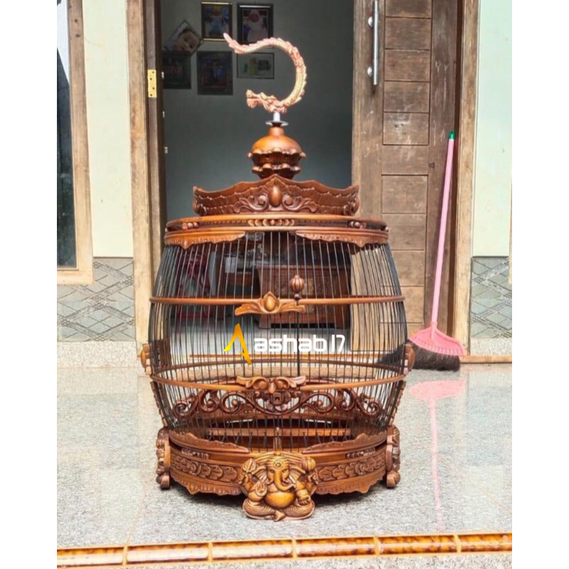 Sangkar Perkutut Minion Kayu Jati Ukir Ganesa