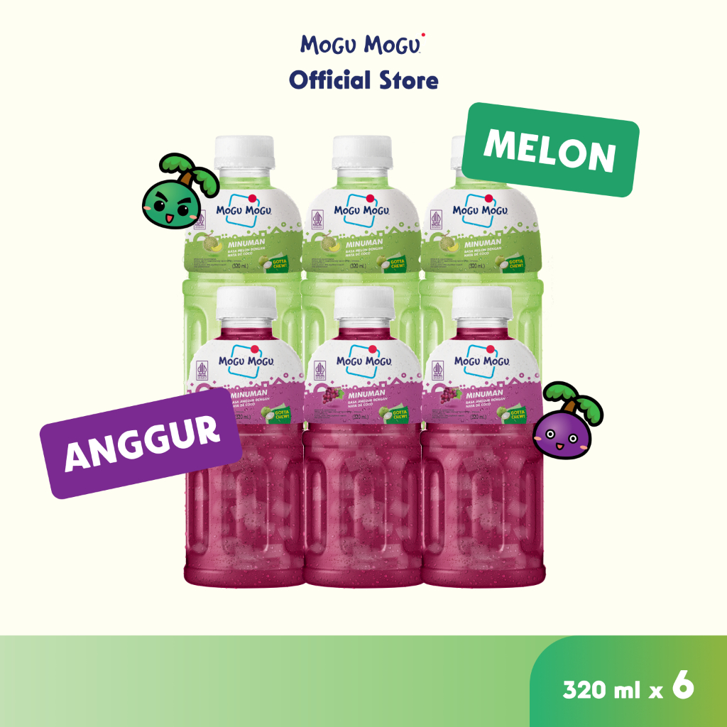 

Mogu Mogu Mix Flavor 6 botol 320ml (Melon, Grape)