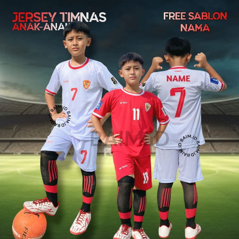 JERSEY TIMNAS INDONESIA ANAK-ANAK _ FREE SABLON NAMA & NOMOR PUNGGUNG JERSEY TIMNAS ANAK